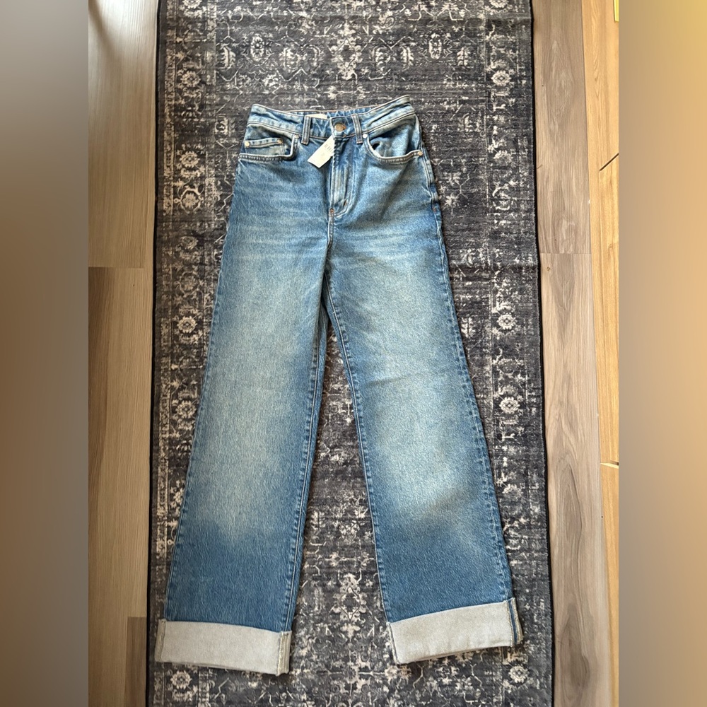 Pilcro Blue Flare Wide Leg Jeans